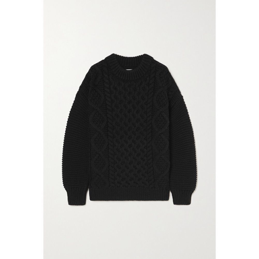 MR MITTENS Cable-knit wool sweater black size Small